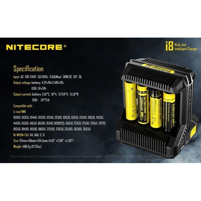 [I8] Nitecore I8 Intelligent Multi Slot Charger 8 Slot Baterai Terlaris