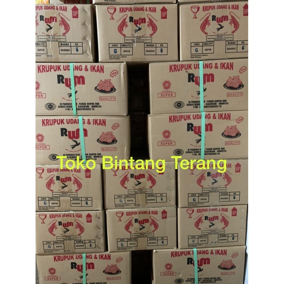 

Kerupuk/Krupuk Udang Ikan Rwm/Rum Walet Gondang Besar 1 Dus Karton 6Kg