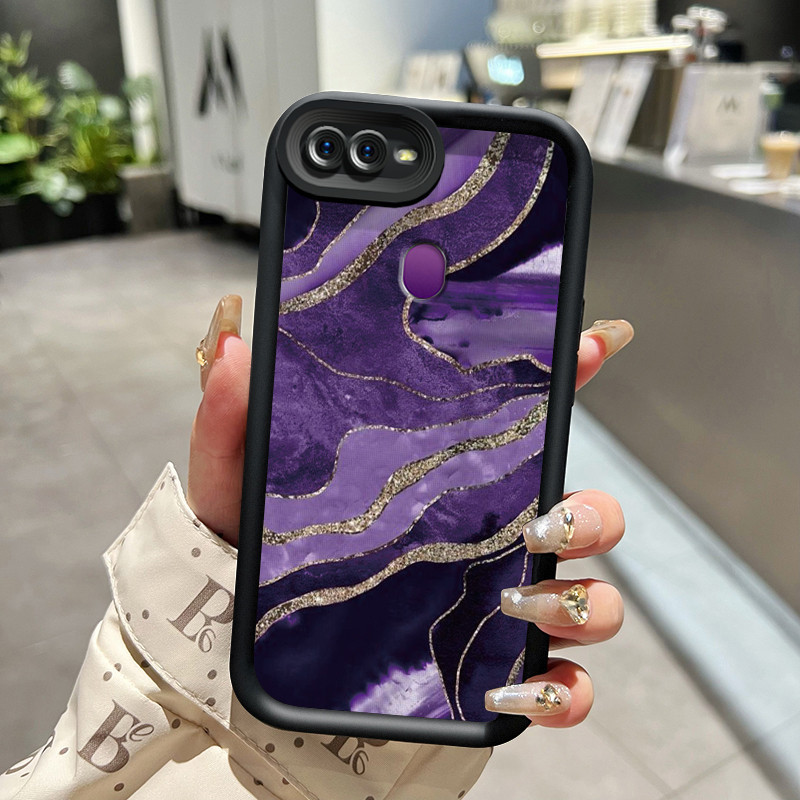 Casing Hp OPPO F9 F9 Pro A7x Realme 2 Pro Realme U1 Case pola warna ungu emas Casing HP pelindung si