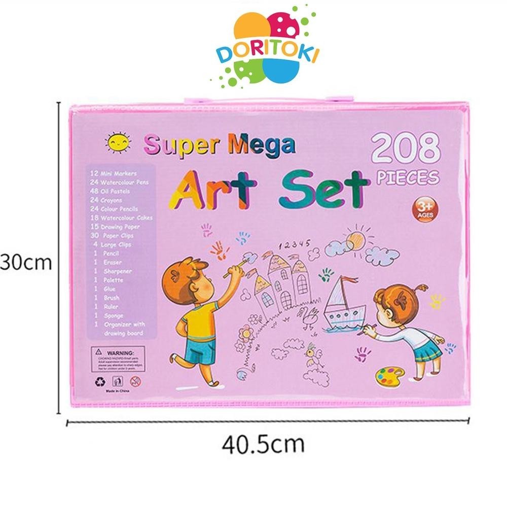 

yt- Doritoki 208pcs Crayon Anak Pengasah Set Alat Menggambar Melukis Anak-anak Crayon Cat Air Pensil Original