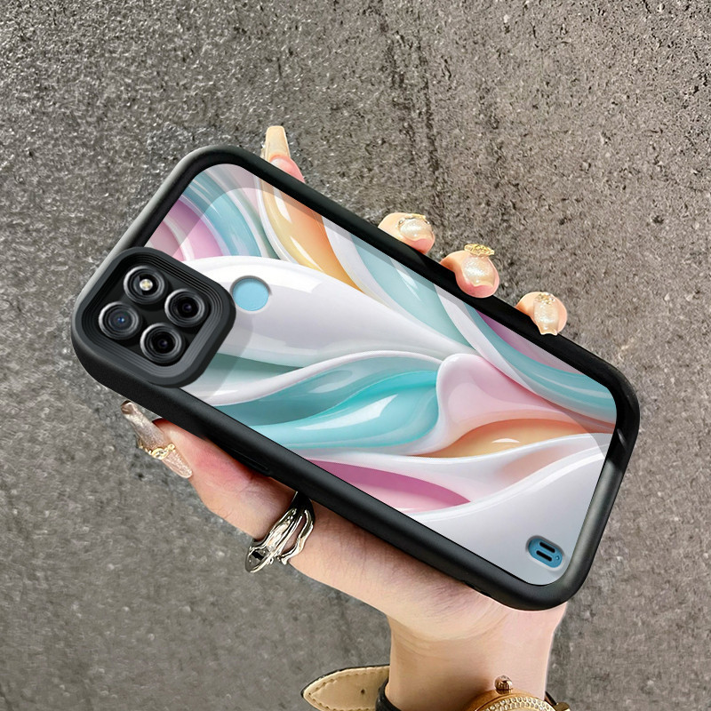 Casing Hp Realme C21Y Realme C25Y Case HP lembut Kesing pelindung silikon pola pigmen warna-warni ca