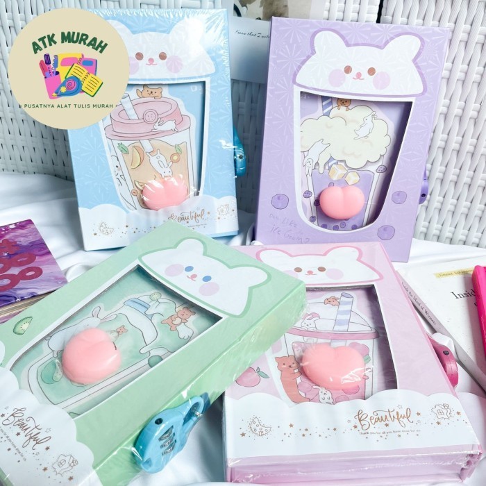 

Buku gembok Boba Bubble tea minuman lucu book diary gembok berwarna uk