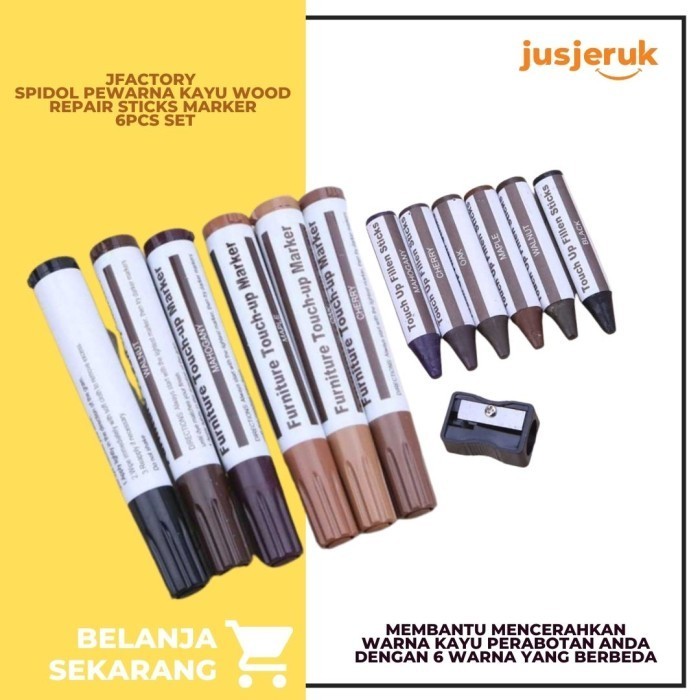 

Jfactory Spidol Pewarna Kayu Wood Repair Sticks Marker 6Pcs Set