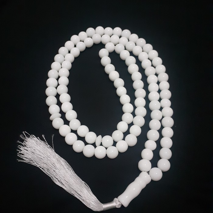 Tasbih Batu Giok Putih Salju 99 Butir 10 Mm