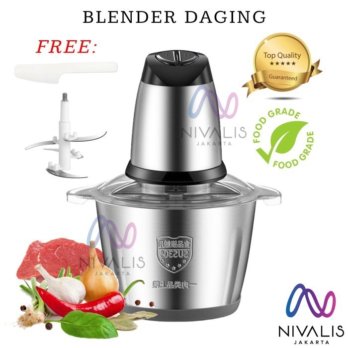 Blender Listrik Stainless Chopper Penggiling Daging Bumbu Dapur