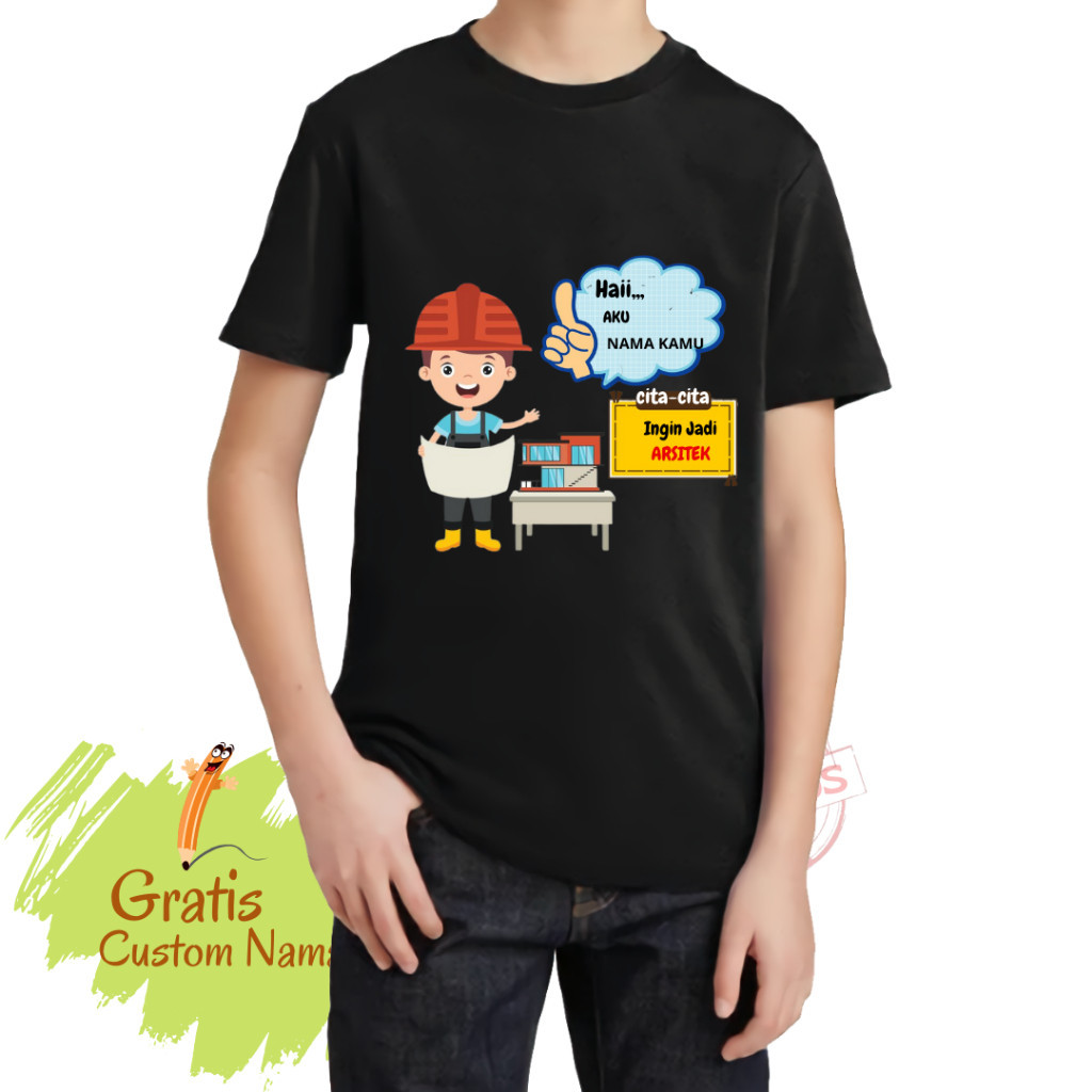 KAOS ANAK LAKI-LAKI TANGAN PENDEK ARSITEK / KAOS ANAK CITA-CITA ARSITEK