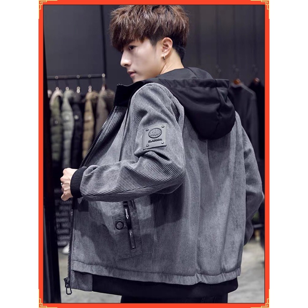 jaket denim/casual/pria/retro/vintege/coat/Men2023New Korean Fashion All-Matching Corduroy