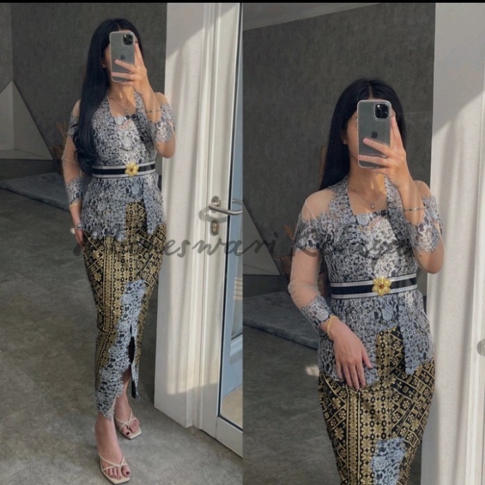 Kebaya Bali Set / Kebaya Modern Rang Rang Silver