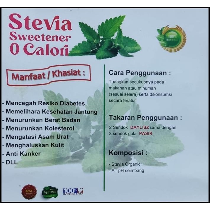 

GRATIS ONGKIR GULA STEVIA 0 ZERO KALORI SWEETENER TERAPI DIET & DIABETES ALAMI !!!!!