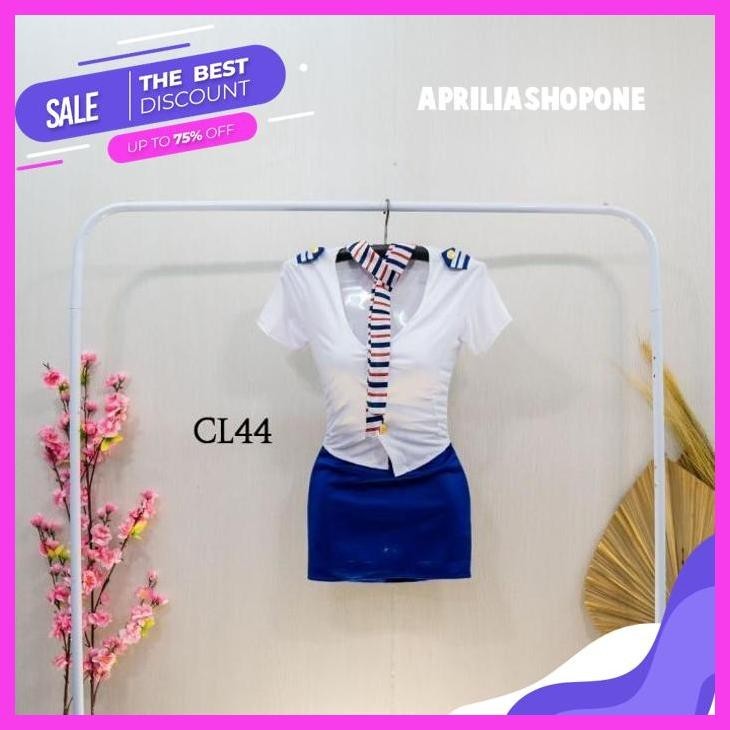 KUALITAS TERBAIK LINGERIE BUSANA FLIGHT ATTENDANT KOSTUM COSPLAY PRAMUGARI CL