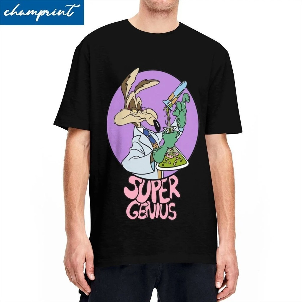 Coyote Super Genius Roadrunner T Shirt Pria Wanita Katun Murni Vintage T-shirt Kerah Bulat T Shirt L