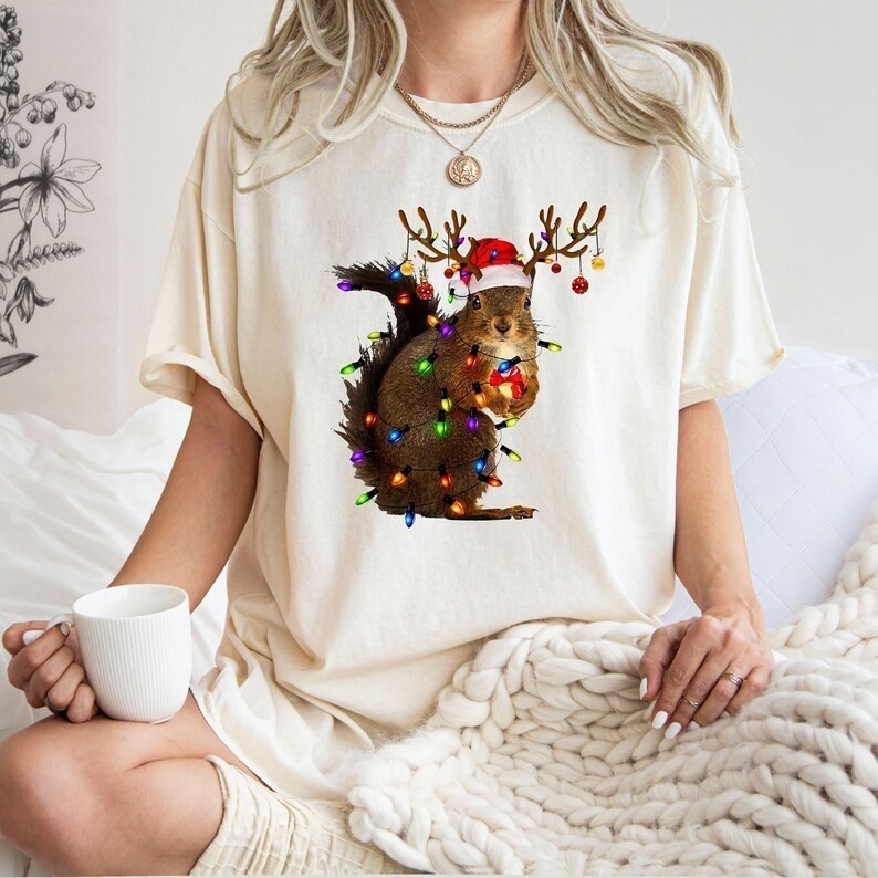 Christmas Squirrel Lights Shirt Funny Christmas Shirt Cute Squirrel Shirt Merry Christmas Shirt Chri