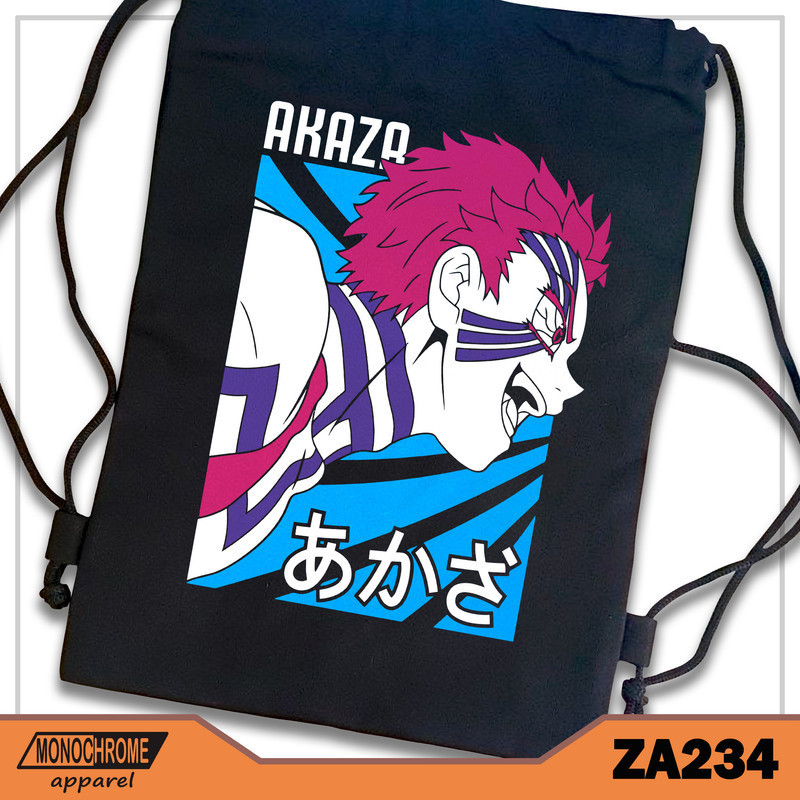 ZA234 Tas Serut String bag Kanvas Premium Anime Jepang Demon Slayer Kimetsu No Yaiba Akaza