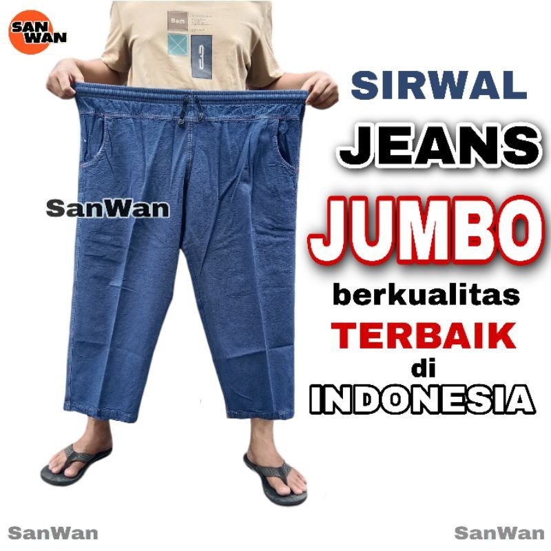 Promo Mega Sale 4.4 // Celana Sirwal Jumbo Jeans Pangsi Jumbo Bahan Denim Dewasa