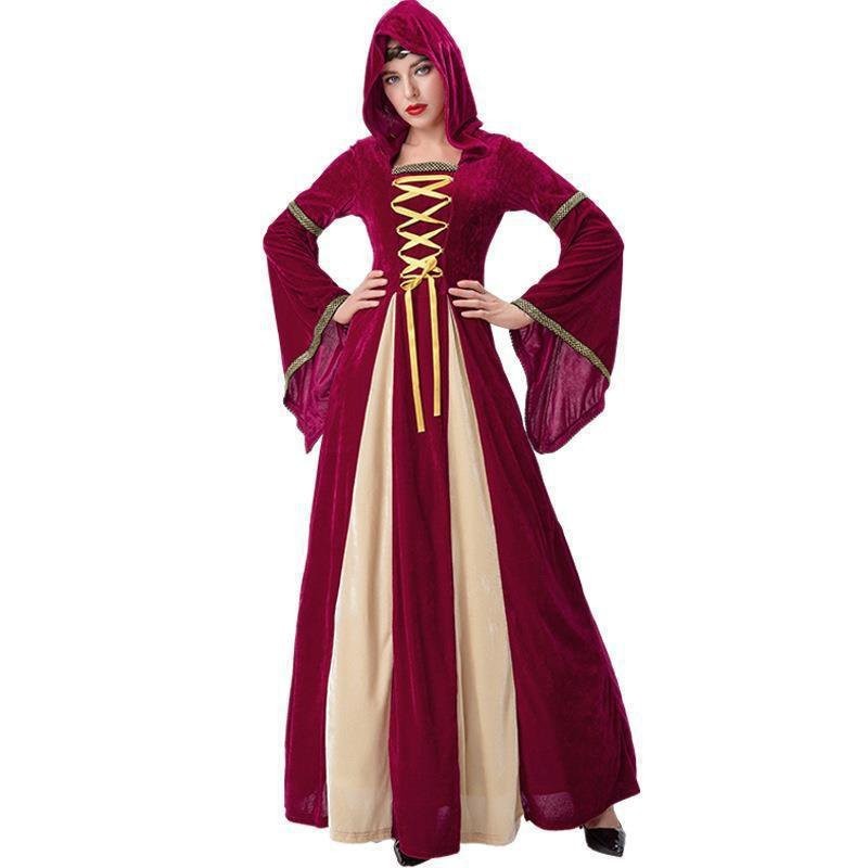 New2024Halloween European Medieval Vintage Court Queen Long Dress Party Dress Character Cosplay Clot