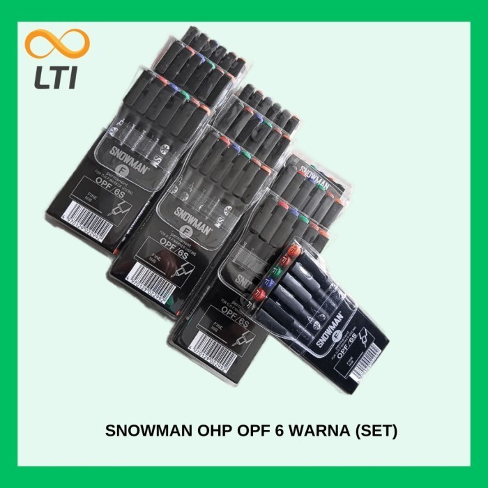 

Spidol Snowman Permanen Ohp / Opf 6 Warna / Set Murah