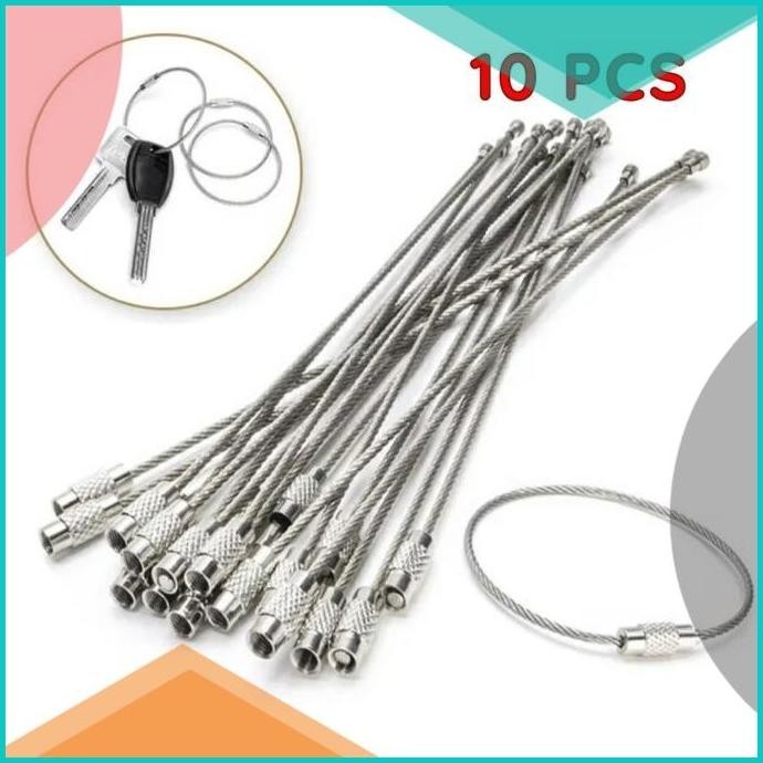 

Gantungan Kunci Tali Kawat Seling Besi Ulir Stainless 10 PCS 19F3B2024