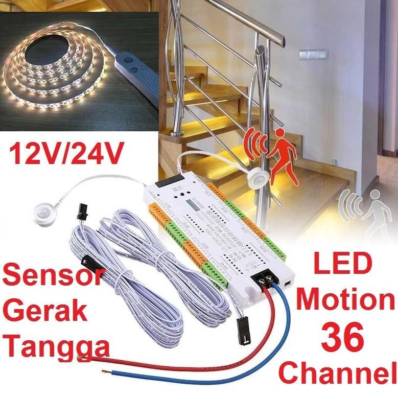 Led Motion Sensor Lampu Strip Sensor Gerak Tangga Led Fleksibel Pengontrol Otomatis Sistem 32 Channe