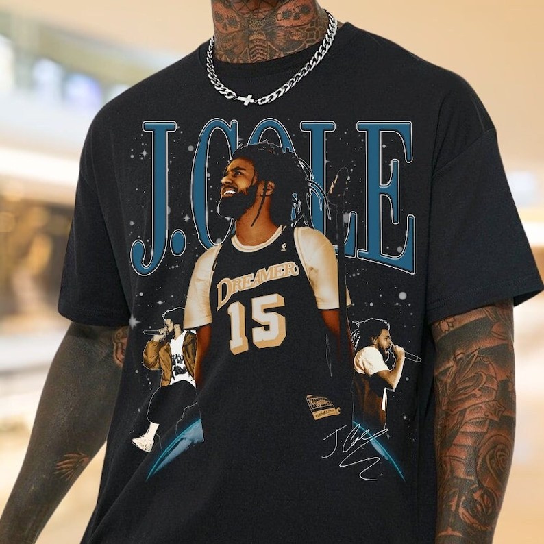 J Cole Kaus Grafis Antik 90S J Cole Dreamer Rap Kaus Hip Hop Kaus Uniseks Klasik Pakaian Retro J. Co