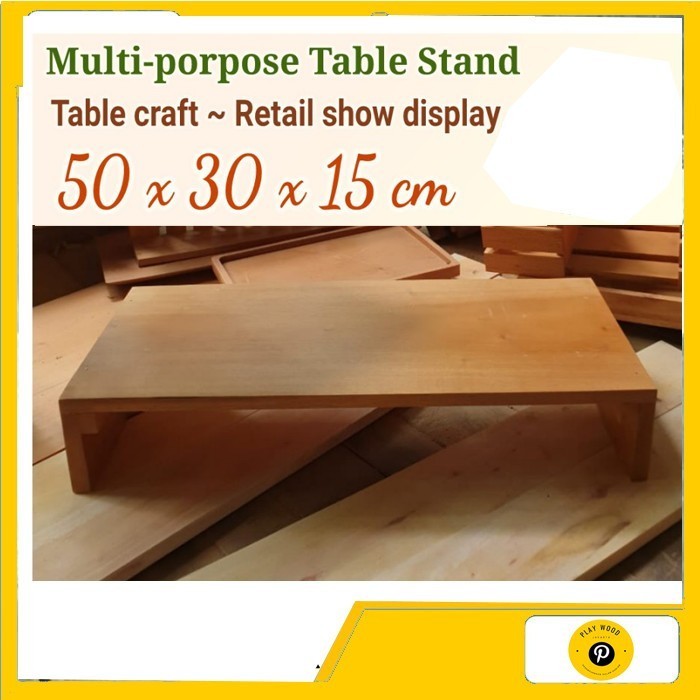 Monitor Stand Kayu 50X30X15Cm Meja Laptop Monitor Table Kayu Mahoni