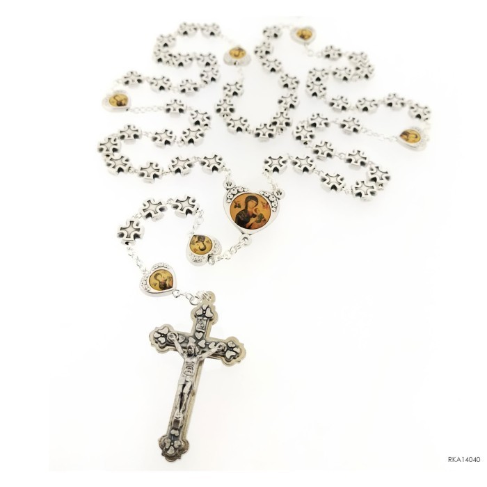 Mayu Rosario Metal Perak Salib Italy Berkualitas Doa Katolik
