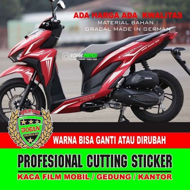 Cutting Sticker Vario 150 New Hitam Putih Merah Biru