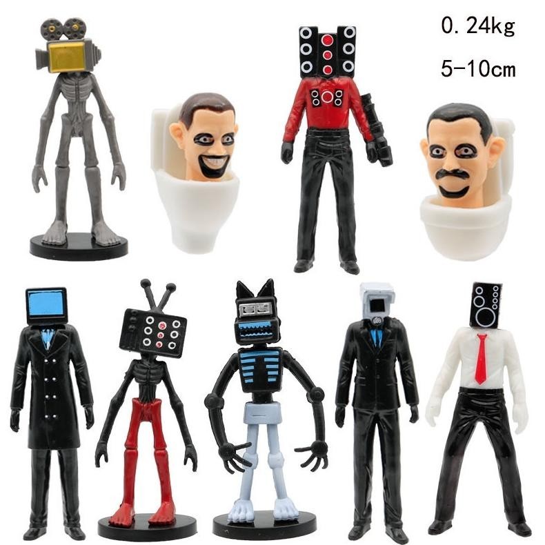 (mainan) 6pcs Skibidi Toilet Action Figure Speakerman TV Man Monitor Man Model Boneka Mainan Untuk H