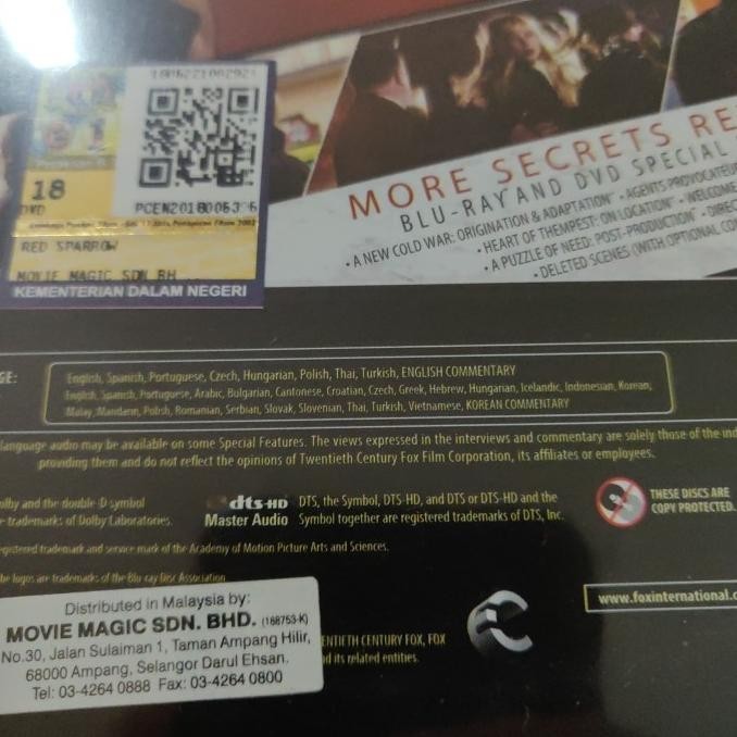 Red Sparrow Blu-ray original sale