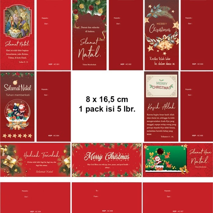 Min Angpao Natal Isi 5 Amplop Natal Merah Motif Natal