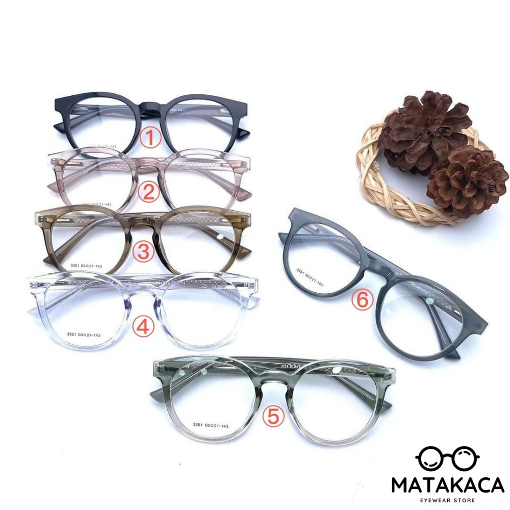 Frame Kacamata Bulat Pria Wanita 3351 Bisa Minus Silinder atau Plus