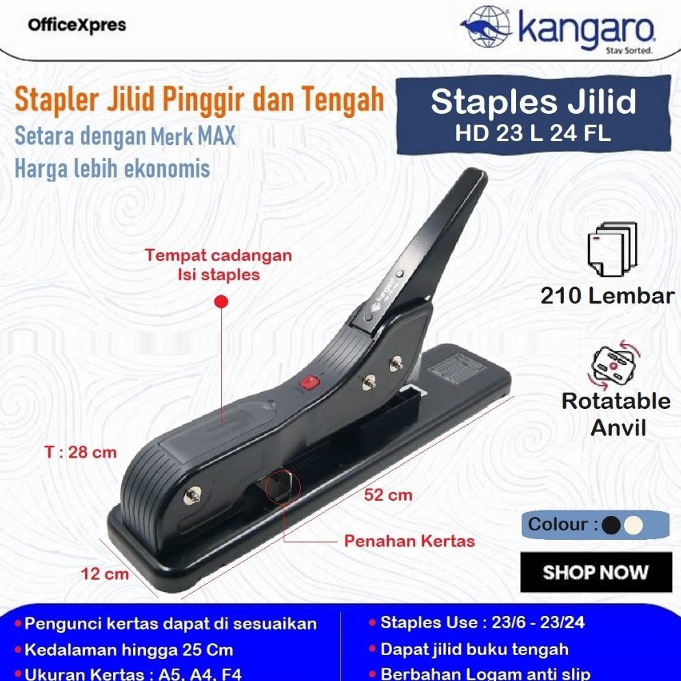 

Banyak Promooo !!! Stapler Jilid / Alat Stapler Besar Hd 23L17 Kangaro / Heavy Duty / Staples Besar Hd 23L24Fl