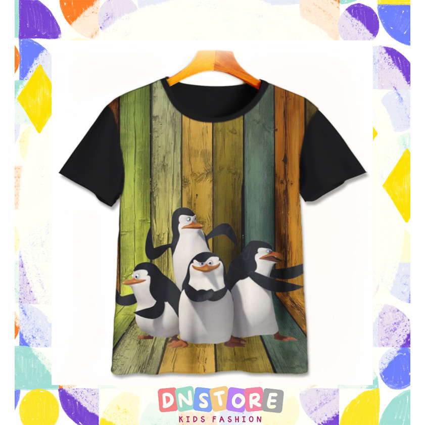Kaos Anak Pinguin Madagascar v4 Baju Film Animasi Kartun Anak Pinguin Madagascar 3D Printing Untuk U