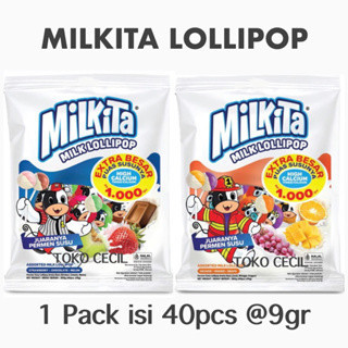 

Yens Mart - Permen Milkita Lollipop Refill 1 Pack isi 40pcs @9gr Rasa Assorted Milk Lolipop Strawberry Chocolate Melon & Fruit Orange Mango Grape Buah Mangga Anggur