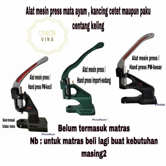 

Alat Mesin Press / Handpress Alat Press Mata Ayam Eyelet