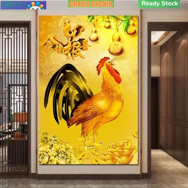 Lukisan Diamond 5D Diy Gambar Ayam Jantan Untuk Dekorasi Rumah