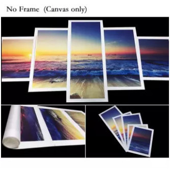 Delta 5 Pcs Lukisan Kanvas Abstrak Gambar Pemandangan Malam Gunung