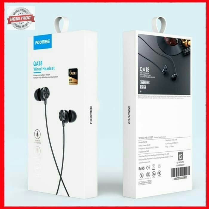 Headset Foomee Exlusive Hansfree Earphone Wired Headset Qa18 Garansi