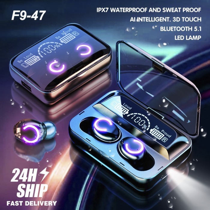 Viclook F9-47 Layar Led Tws Bluetooth Olahraga Headset Dengan Mic