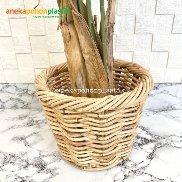 Pohon Artificial Heliconia Bird Of Paradise Cover Rotan Bulat Dekorasi