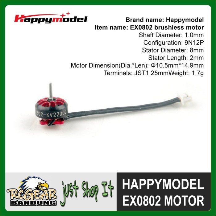 HAPPYMODEL EX0802 BRUSHLESS MOTOR 1MM SHAFT MOBULA6 MOBLITE6 MOBLITE7