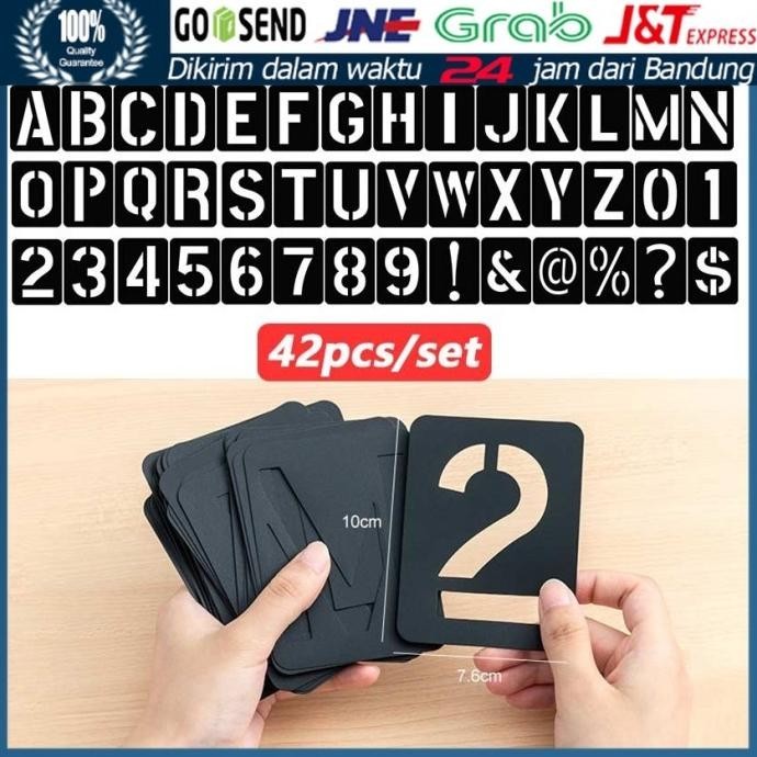 

Spesial 42Pcs Cetakan Huruf Angka Stencils Stensil Plastik Pylox Cat Semprot