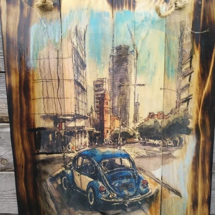 Hiasan Unik Lukisan VW Volkswagen Mobil Pajangan Kafe Resto Garasi