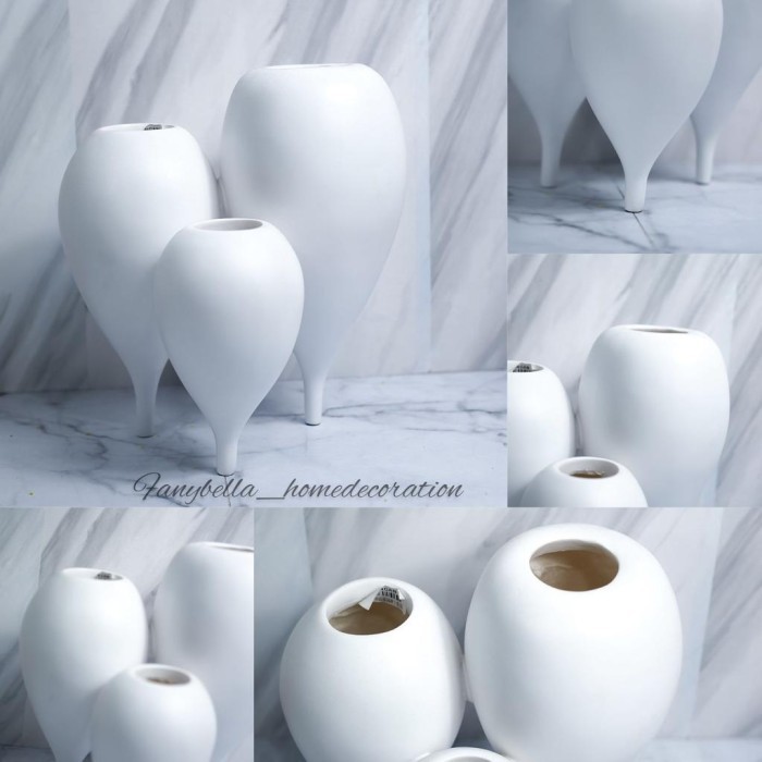 Vas Bunga Keramik Putih Minimalis Mewah Nordic Unik Abstrak Dekorassi