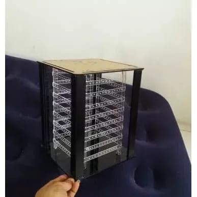 Ready akrilik anting kotak 4 sisi putar Display pajangan aksesoris anting