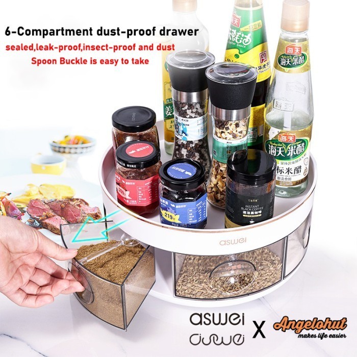

KQ325 Aswei A87 Tempat Organizer Bumbu Dan Botol Masak Putar 360 Derajat STOK TERBATAS