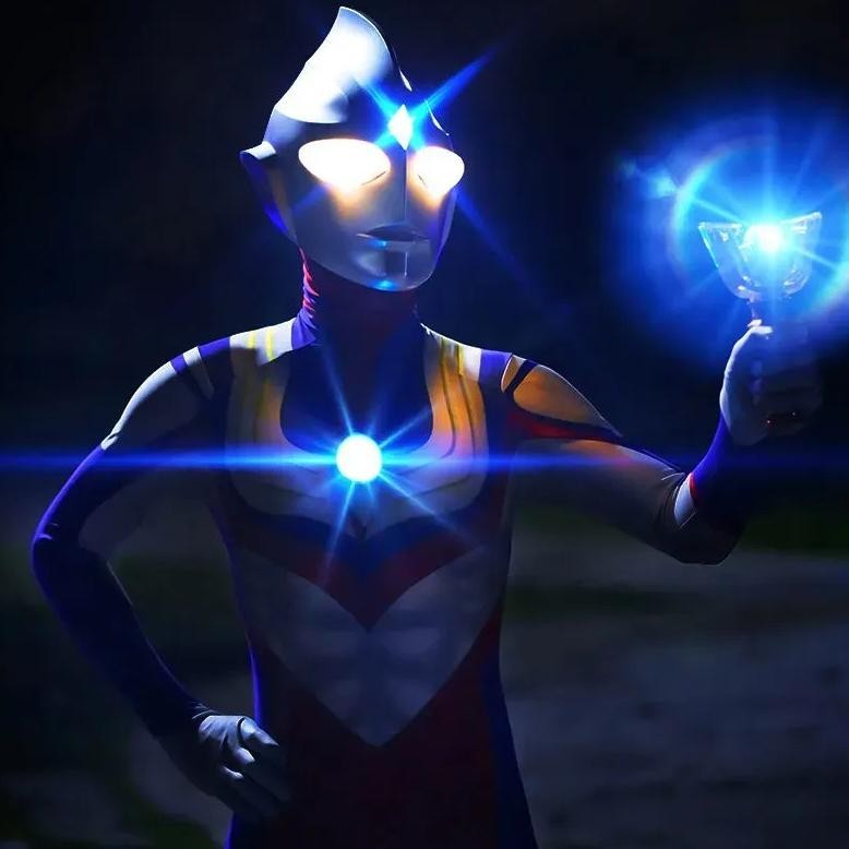 BDC Ultraman Tiga Cosplay Lampu Helm Untuk Anak Tactile Switch Halloween Cosplay Decor Topeng Tutup 