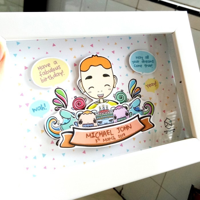 Bingkai Doodle Art Monsters Pop Up Frame Birthday Portrait