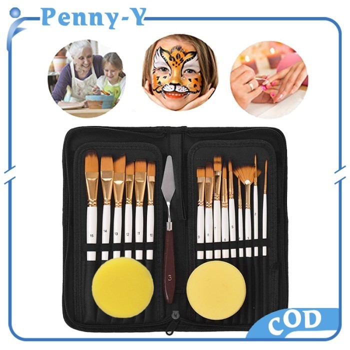 

18Pcs Alat Lukis Kuas Cat Air Minyakkuas Alat Lukis Setart Brush Set -Anza Wahda