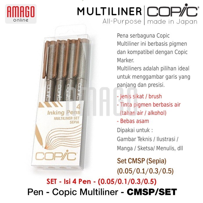 

Copic Multiliner - Sepia - (4 Pcsset) - Cmspset -Anza Wahda