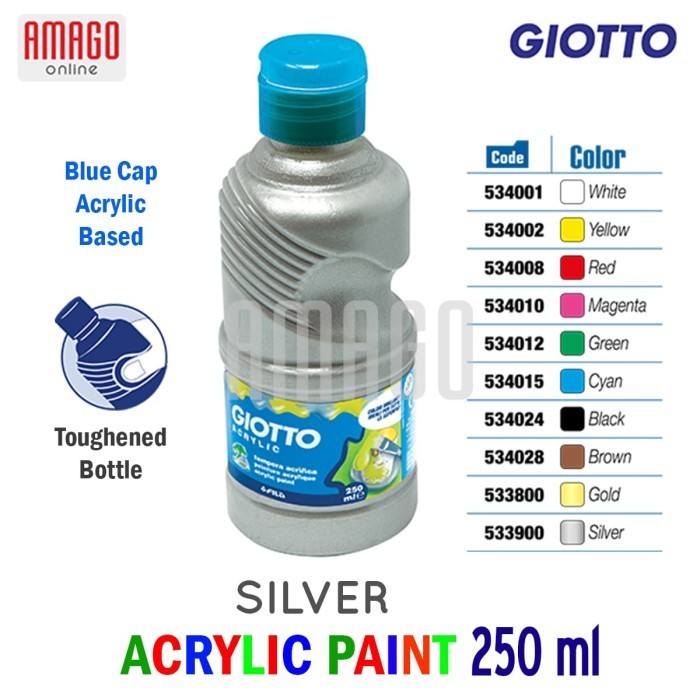 

Giotto Acrylic Paint - Silver - 250 Ml - 533900 -Anza Wahda